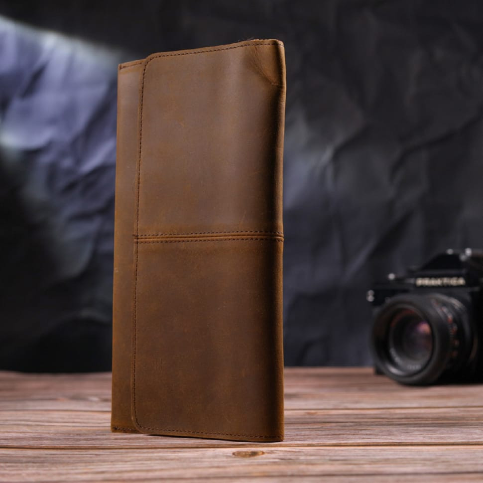 Тонкий чоловічий гаманець з натуральної vintage шкіри 21296 Vintage Коричневий