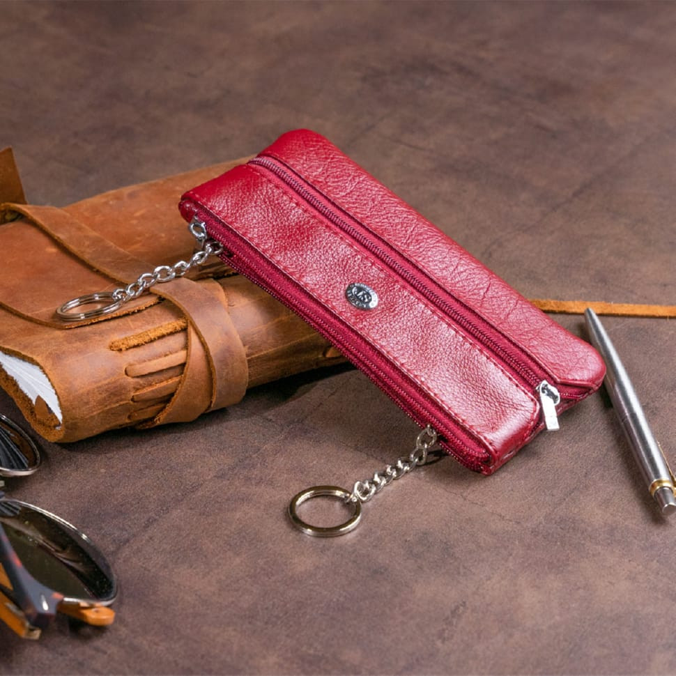 Ключница-кошелек с кармашком женская ST Leather 19352 Бордовая