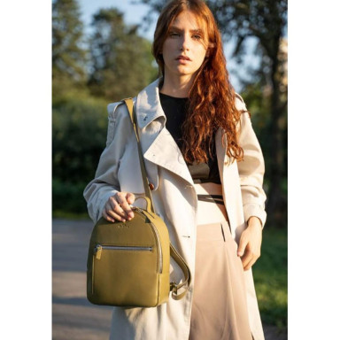 Groove S Leather Backpack olive