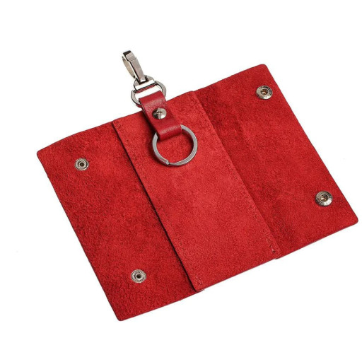 Key holder with buttons, glossy, Grande Pelle 405660 red