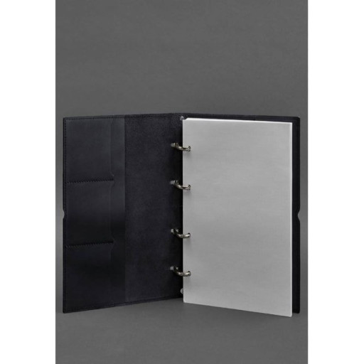 Шкіряний блокнот А4 на кільцях (софт-бук) 9.0 у м'якій обкладинці синій Краст