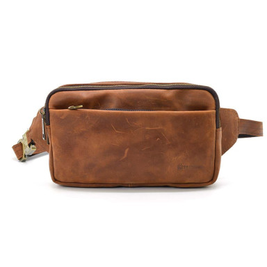 Belt bag with two compartments TARWA RB-0704-3md cognac crazy