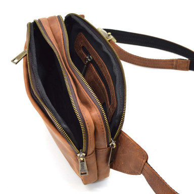 Belt bag with two compartments TARWA RB-0704-3md cognac crazy