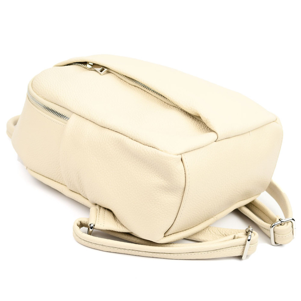 Leather womens backpack beige Virginia Conti Italy - VC3964fbeige