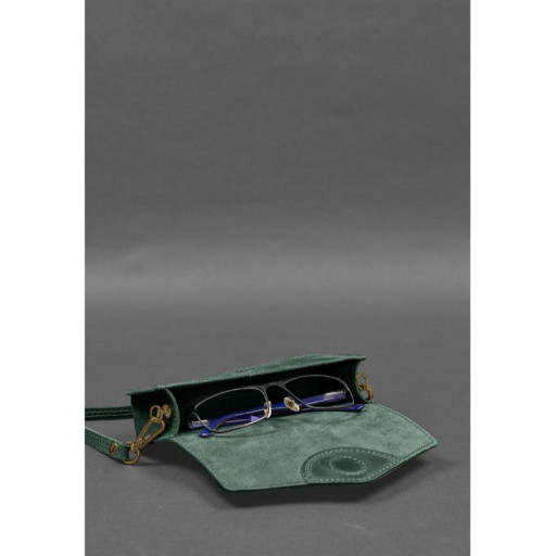 Шкіряна сумка для окулярів (міні-сумка) зелений Crazy Horse