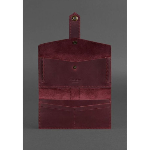 Шкіряне жіноче портмоне 3.0 бордове Crazy Horse