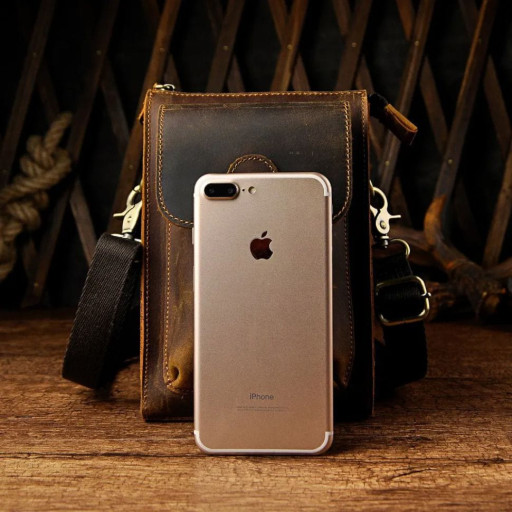 Чоловіча невелика сумка з міцної кінської шкіри