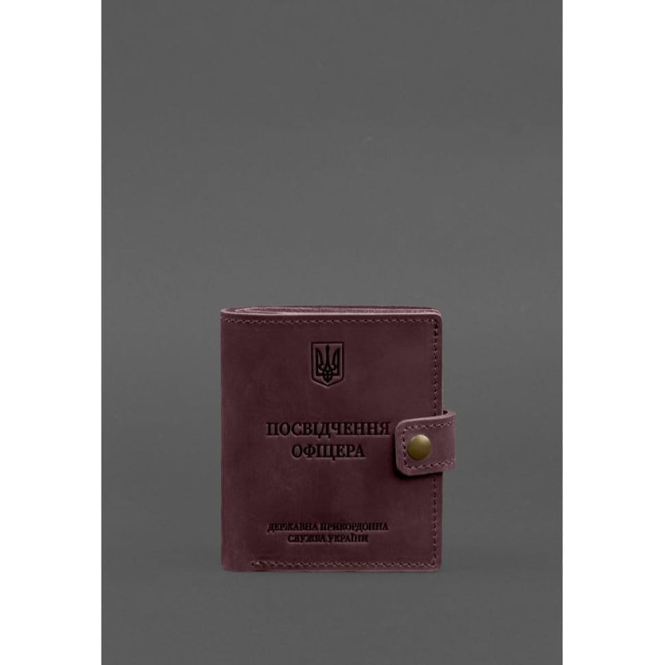 Шкіряна обкладинка-портмоне для посвідчення офіцера ДПСУ 11.2 бордовий Crazy Horse