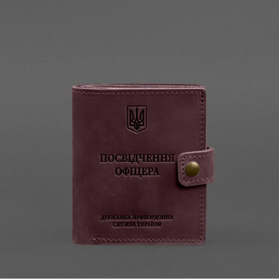 Шкіряна обкладинка-портмоне для посвідчення офіцера ДПСУ 11.2 бордовий Crazy Horse