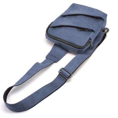 Sling backpack with one harness RK-0604-3md TARWA blue crazy horse  