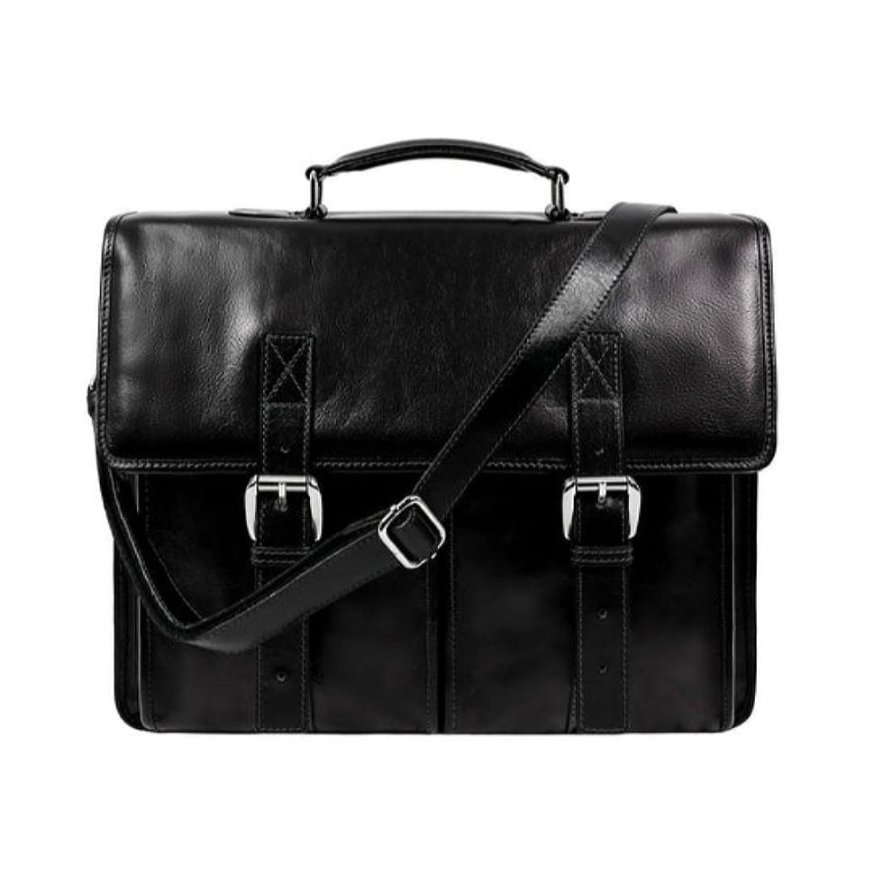 Шкіряний портфель, сумка для розсилки - машина часу - чорна