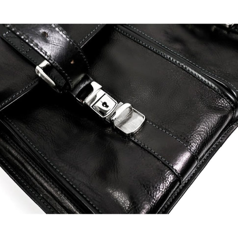 Шкіряний портфель, сумка для розсилки - машина часу - чорна