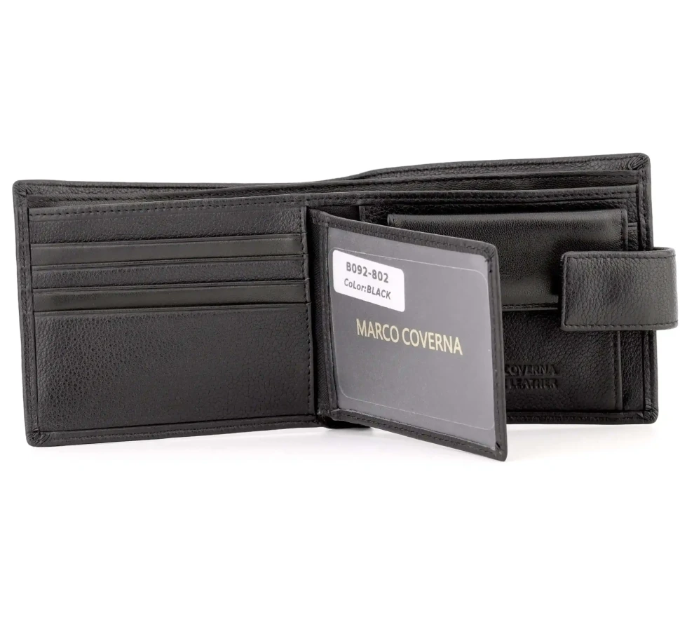 Чёрный кожаный портмоне Marco Coverna 092-802 Black