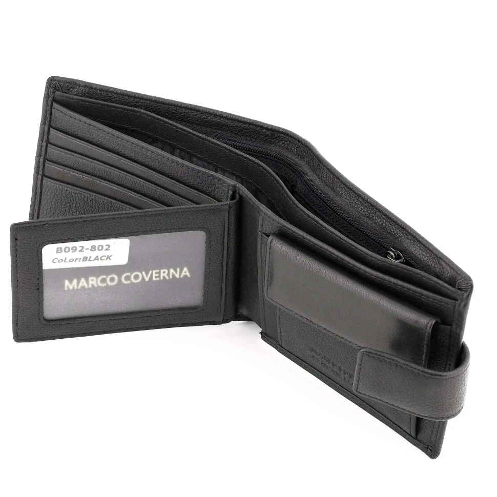 Чёрный кожаный портмоне Marco Coverna 092-802 Black
