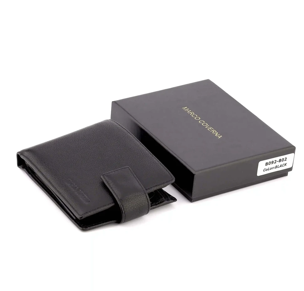 Чёрный кожаный портмоне Marco Coverna 092-802 Black