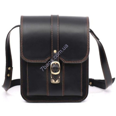 Black tablet bag Manufatto made of genuine leather SBP-3