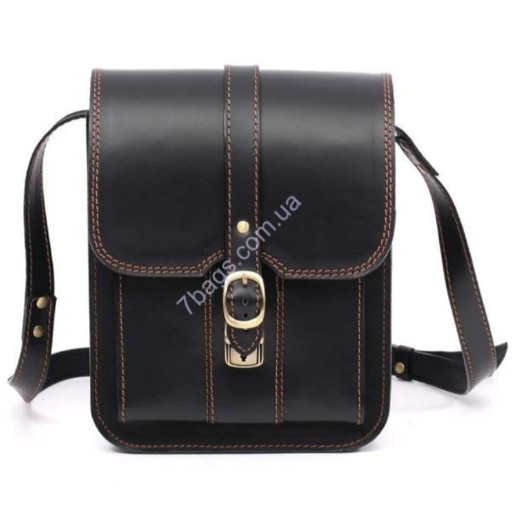 Чорна сумка планшет Manufatto з натуральної шкіри SBP-3