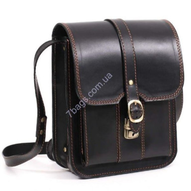 Black tablet bag Manufatto made of genuine leather SBP-3