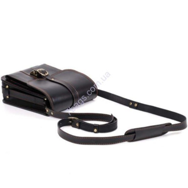 Black tablet bag Manufatto made of genuine leather SBP-3