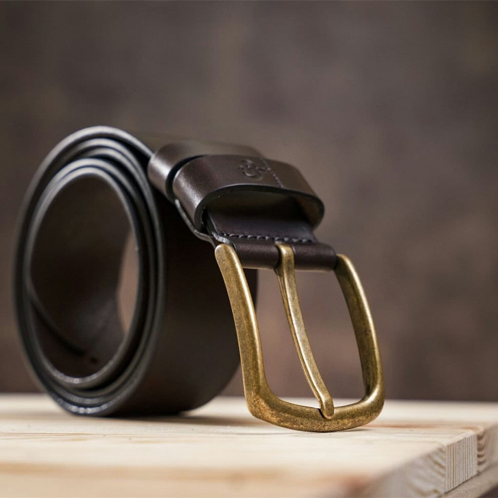 Ремінь чоловічий із закругленою пряжкою GRANDE PELLE 11265 Коричневий