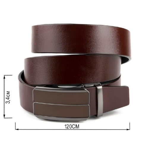 Ремінь чоловічий з коричневою вставкою та затемненим металом Vintage 20280 Коричневий