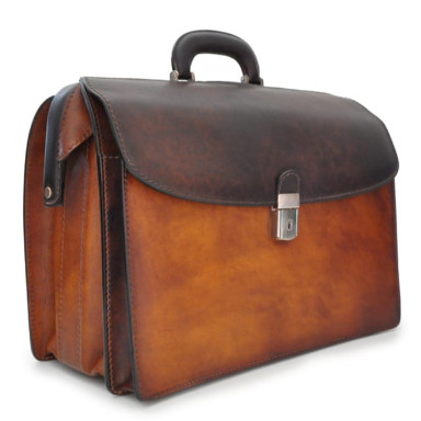 Pratesi BNE525/G - Briefcase Leonardo in cow leather Bruce Black