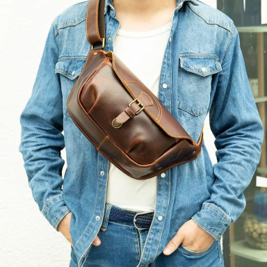 Leather banana bag capacious Bexhill bx9090