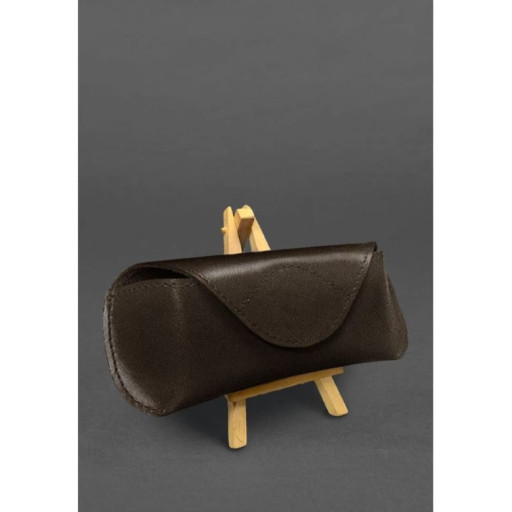 Шкіряний чохол для окулярів з клапаном на магніті Темно-коричневий Краст