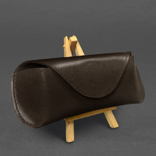 Шкіряний чохол для окулярів з клапаном на магніті Темно-коричневий Краст