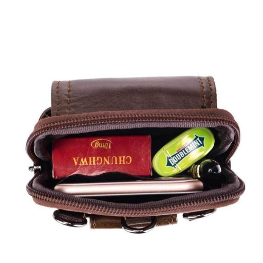 Напоясний сумка з ремінцем на плече T0071 BULL, коричнева