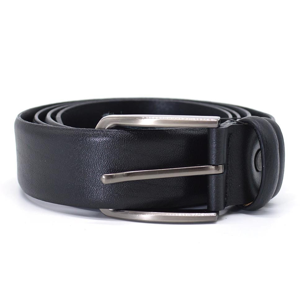 Deer leather belt 35mm black, classic buckle st228674 nickel