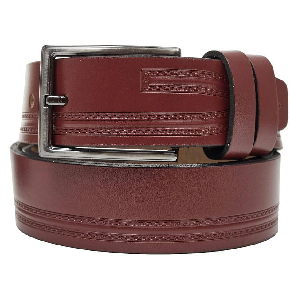 Шкіряний ремень YSK класика 3,5 см 3062-13 бордо