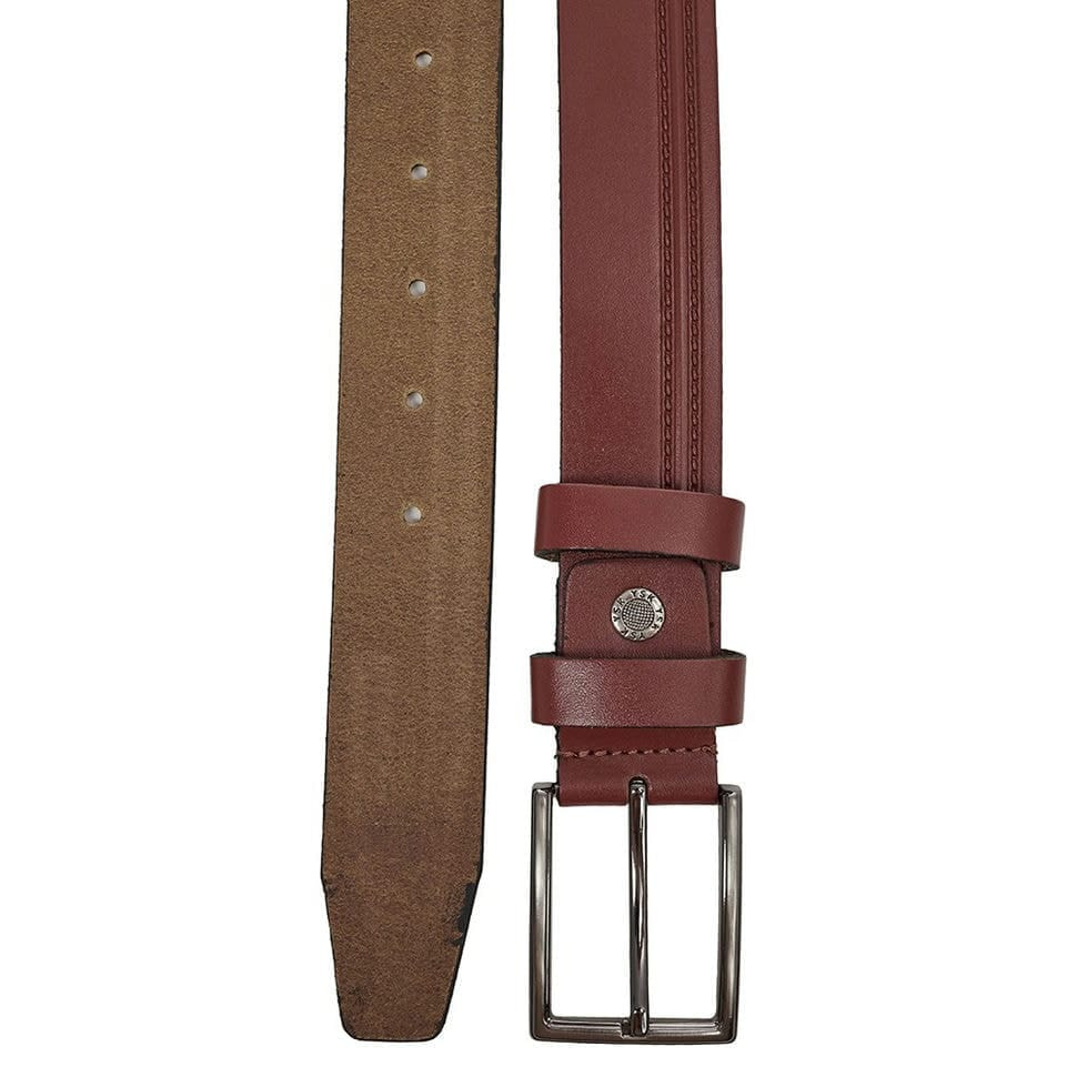 Шкіряний ремень YSK класика 3,5 см 3062-13 бордо