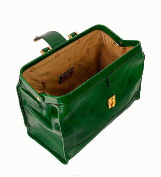 Невеликий шкіряний саквояж - David Copperfield - Зелений колір - Time Resistance 5230001