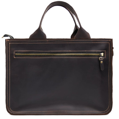 Leather briefcase bag for documents laptop LIMARY lim-380RC brown