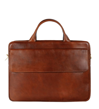 Womens Leather Briefcase Laptop Bag - The Sheltering Sky -   Cognac Brown color -  Time Resistance 5248701W