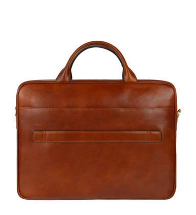 Womens Leather Briefcase Laptop Bag - The Sheltering Sky -   Cognac Brown color -  Time Resistance 5248701W