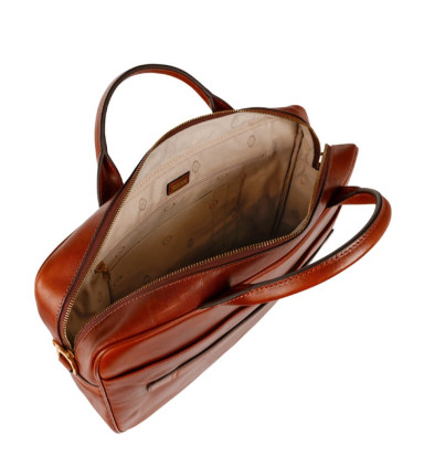 Womens Leather Briefcase Laptop Bag - The Sheltering Sky -   Cognac Brown color -  Time Resistance 5248701W