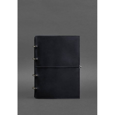 Leather notebook A4 on rings (soft book) 9.0 soft cover blue Crazy Horse