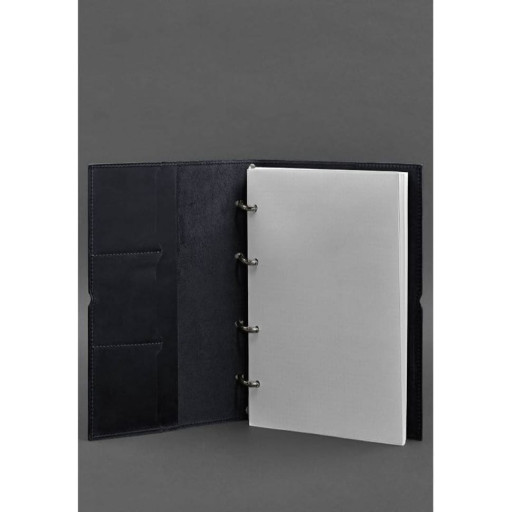 Шкіряний блокнот А4 на кільцях (софт-бук) 9.0 у м'якій обкладинці синій Crazy Horse