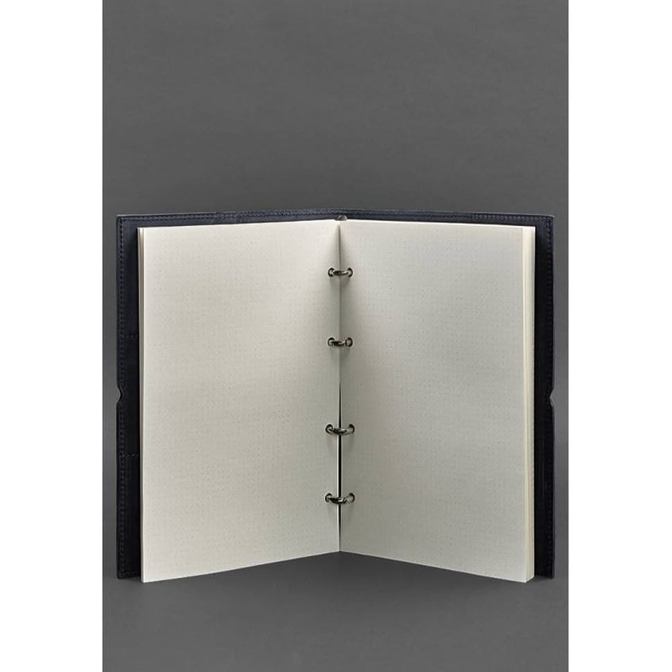 Кожаный блокнот А4 на кольцах (софт-бук) 9.0 в мягкой обложке синий Crazy Horse