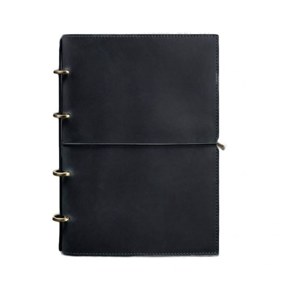 Кожаный блокнот А4 на кольцах (софт-бук) 9.0 в мягкой обложке синий Crazy Horse