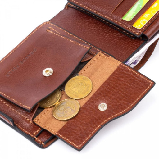 Шкіряне портмоне Аmico Grande Pelle, глянець коньяк 515623