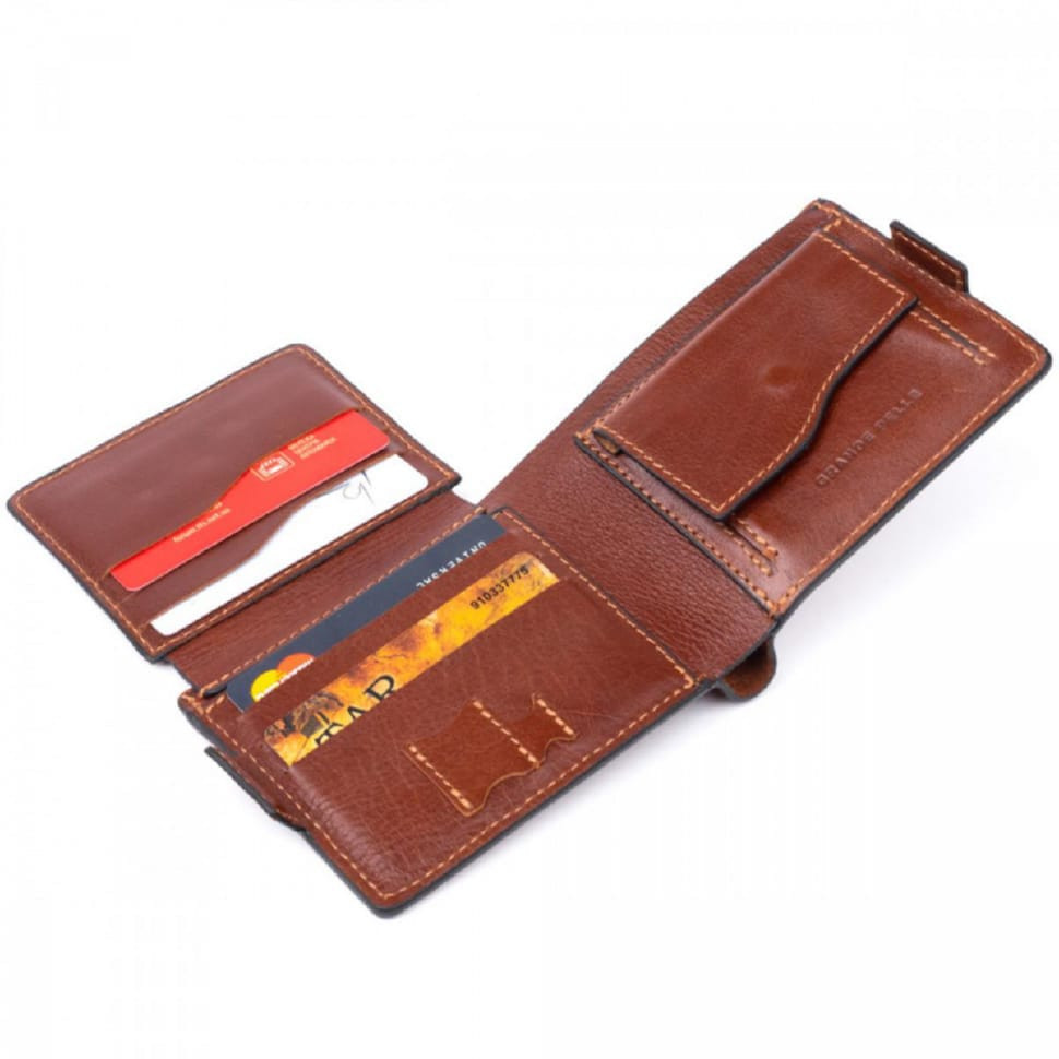 Шкіряне портмоне Аmico Grande Pelle, глянець коньяк 515623