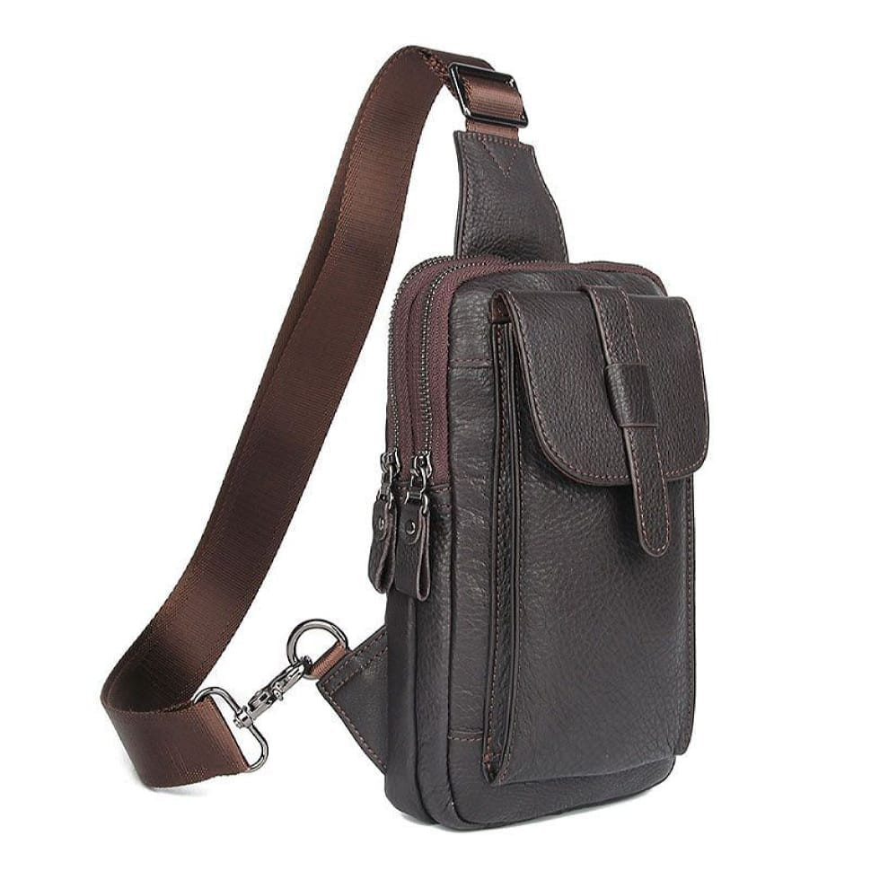 Мужской винтажный мини-рюкзак на одно плечо JD4017С из натуральной кожи