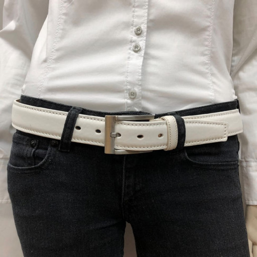 Ремінь шкіряний 06/35 bianco білий TONY PEROTTI