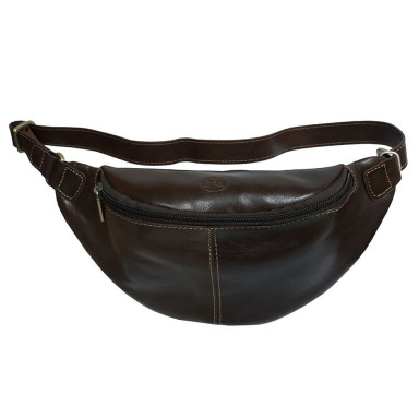 Leather bag (banana) Italico 6175 moro brown