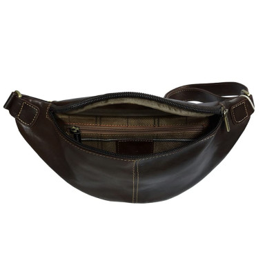 Leather bag (banana) Italico 6175 moro brown