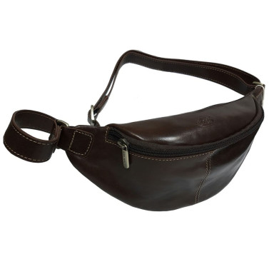 Leather bag (banana) Italico 6175 moro brown