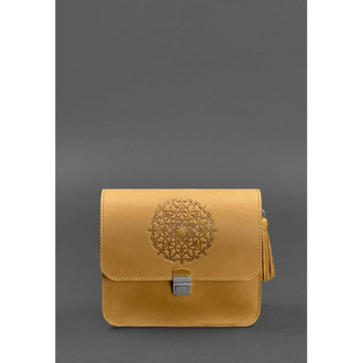 Шкіряна жіноча бохо сумка Лілу жовта Crazy Horse